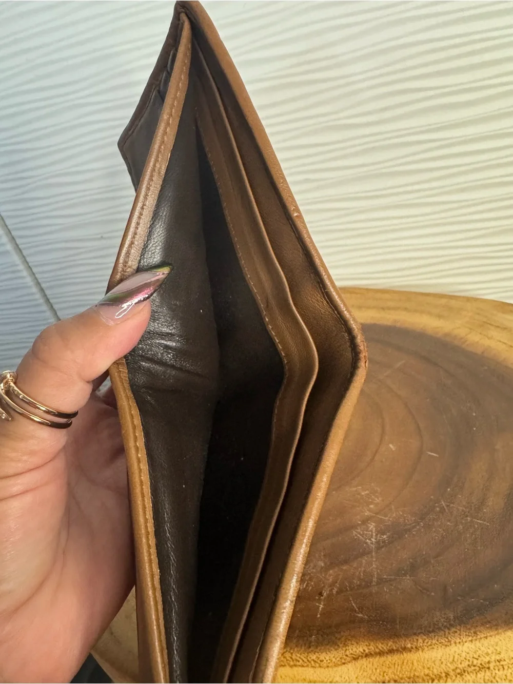 Bottega Veneta Cream & Brown Leather Card Holder and Coin Wallet